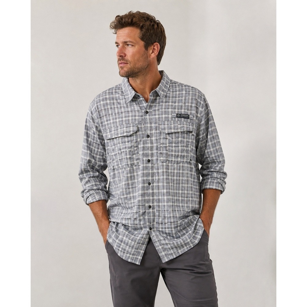 Magellan Outdoors Pro Fish Classic Fit Plaid Long Sleeve Shirt 2XL Vented Back